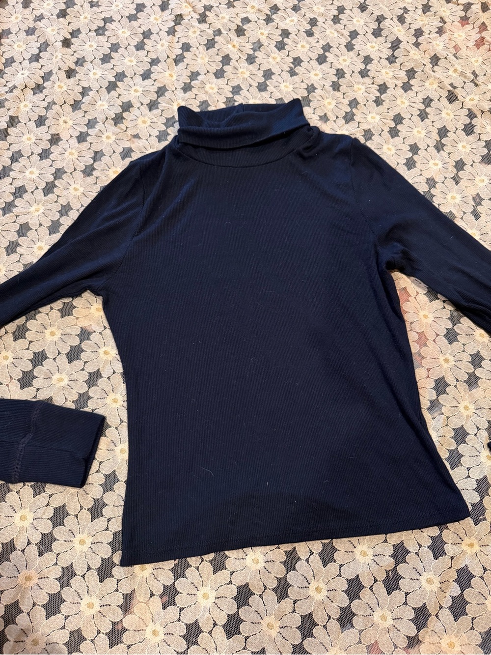 LA Made Black Ribbed Turtleneck Long Sleeve Top